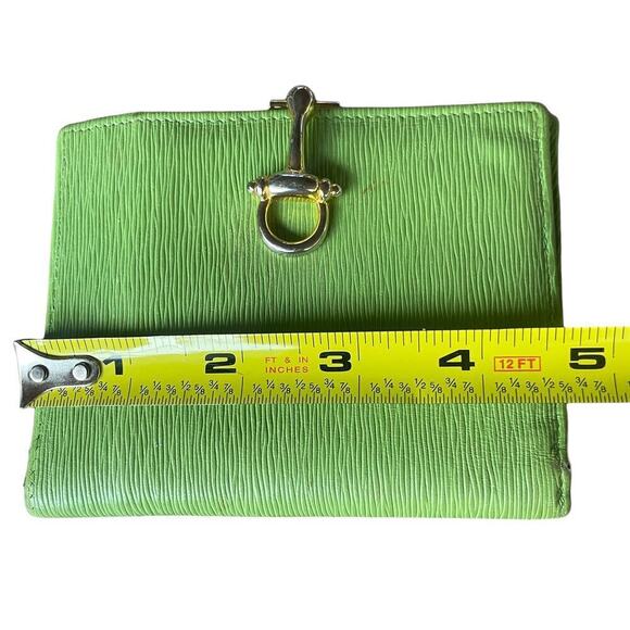 PICCHIONI Lime Green Leather Wallet w Gold-tone Clasp Closure - Picture 8 of 16